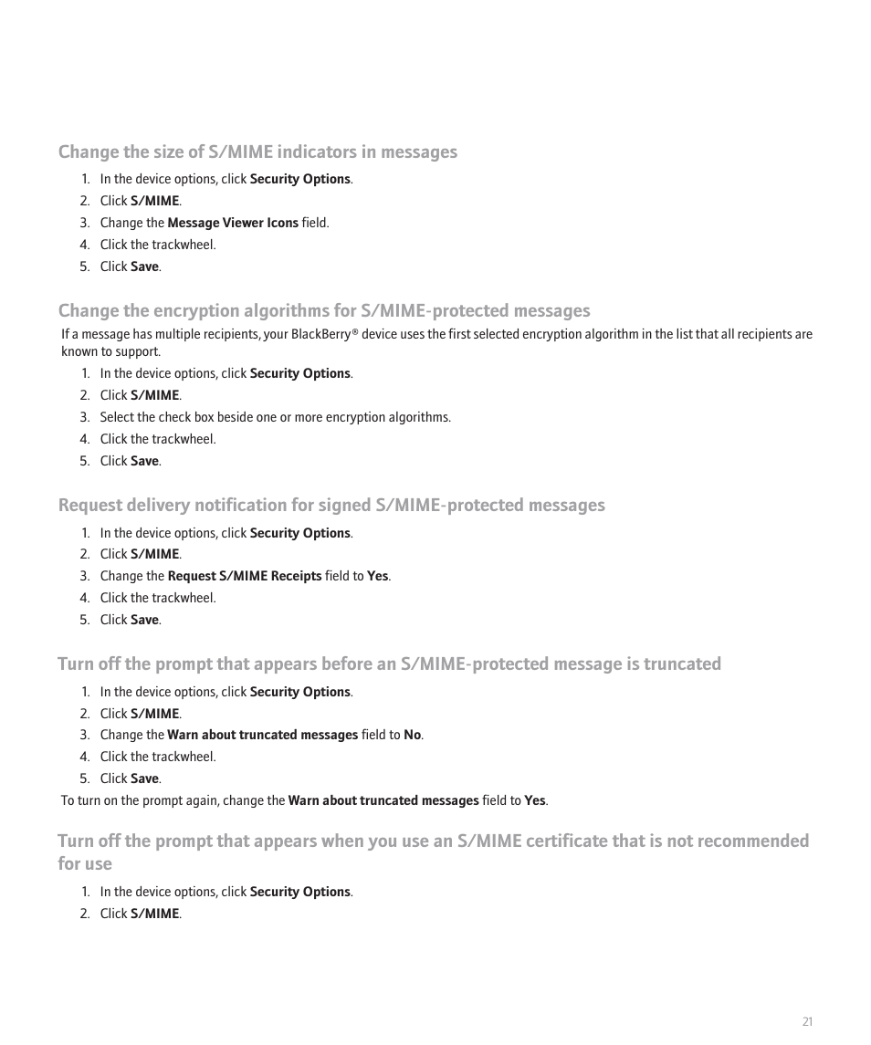 Change the size of s/mime indicators in messages | Blackberry 8700 Series User Manual | Page 23 / 25