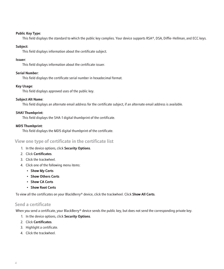 Send a certificate | Blackberry 8700 Series User Manual | Page 6 / 25