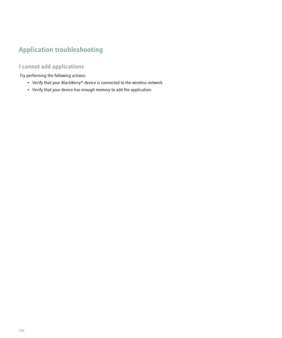 Application troubleshooting | Blackberry 8300 User Manual | Page 146 / 270