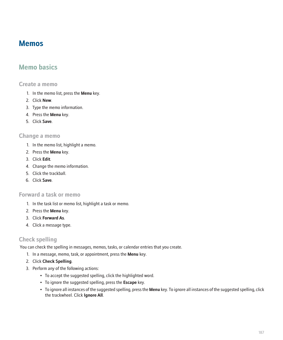 Check spelling | Blackberry 8300 User Manual | Page 189 / 270