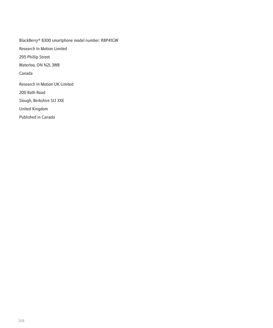 Blackberry 8300 User Manual | Page 270 / 270