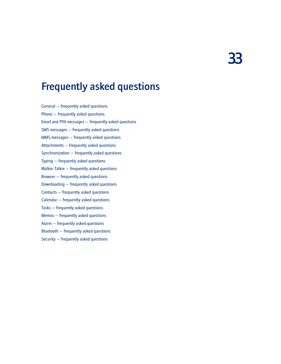 Frequently asked questions | Blackberry 7100I User Manual | Page 103 / 160