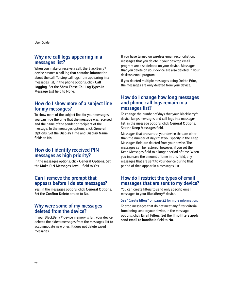 Why are call logs appearing in a messages list | Blackberry 7100I User Manual | Page 112 / 160