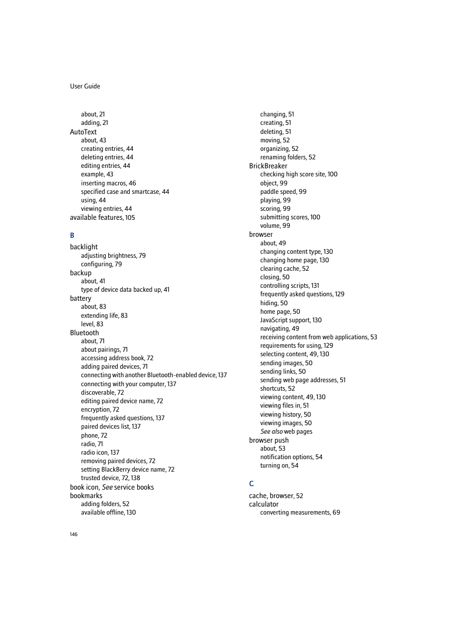 Blackberry 7100I User Manual | Page 146 / 160