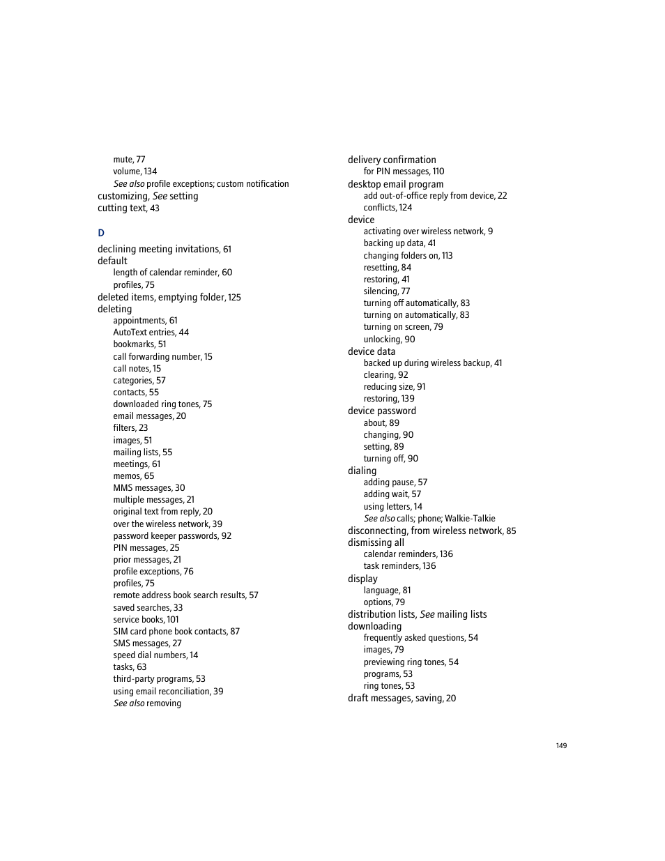 Blackberry 7100I User Manual | Page 149 / 160