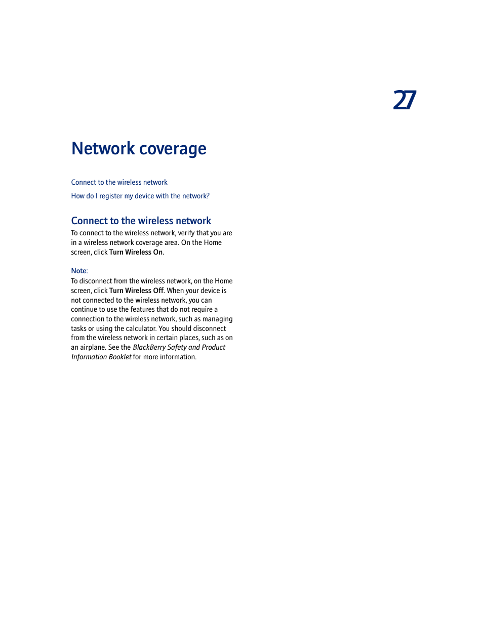 Network coverage, Connect to the wireless network | Blackberry 7100I User Manual | Page 85 / 160