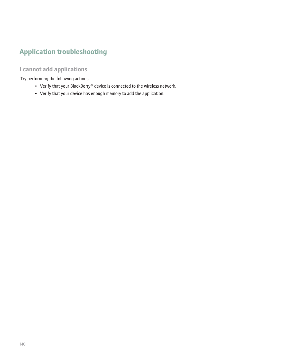 Application troubleshooting | Blackberry Curve 8330 User Manual | Page 142 / 272
