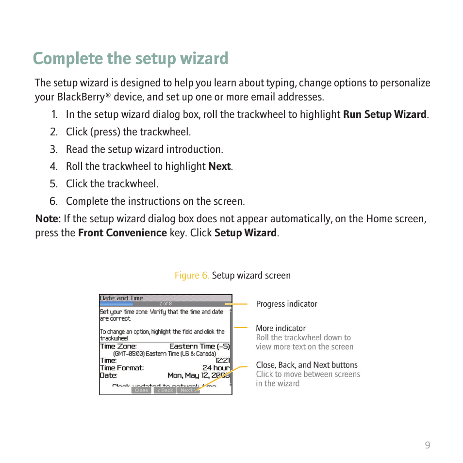 Complete the setup wizard | Blackberry 8700 User Manual | Page 11 / 42