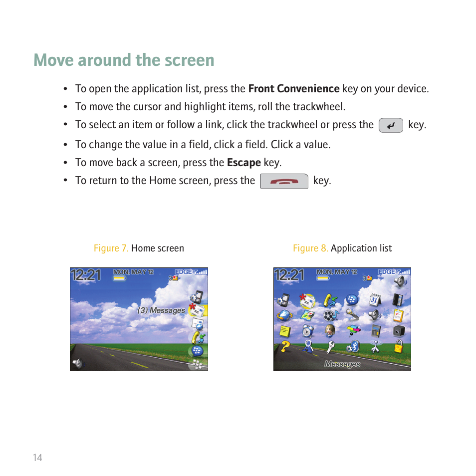 Move around the screen | Blackberry 8700 User Manual | Page 16 / 42