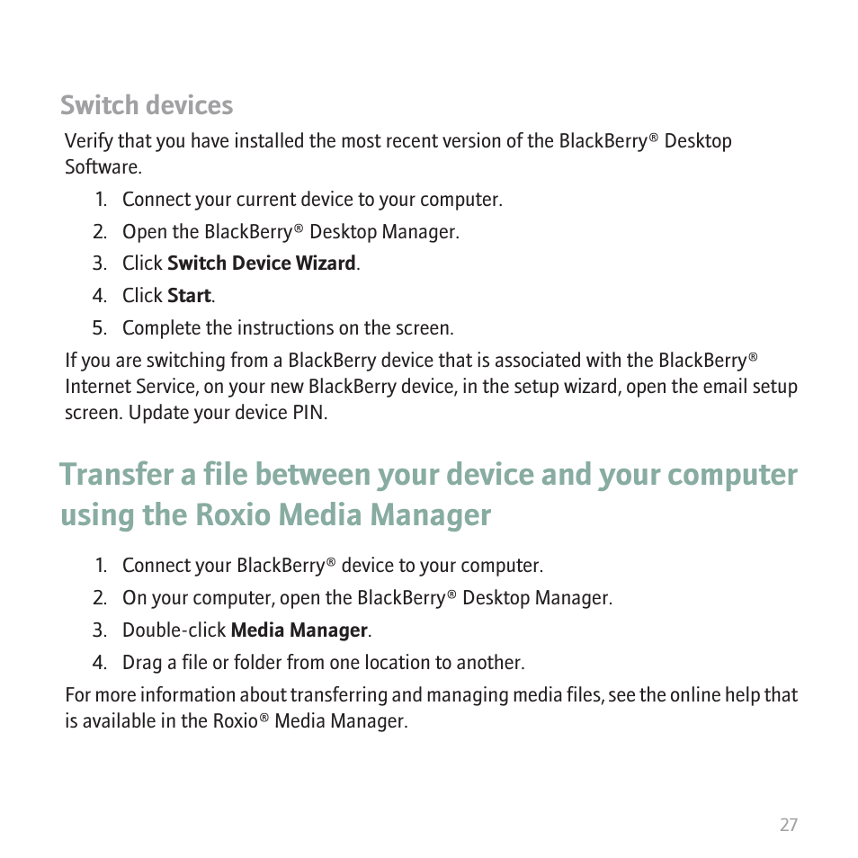 Switch devices | Blackberry 8700 User Manual | Page 29 / 42