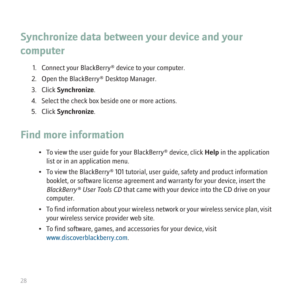 Find more information | Blackberry 8700 User Manual | Page 30 / 42