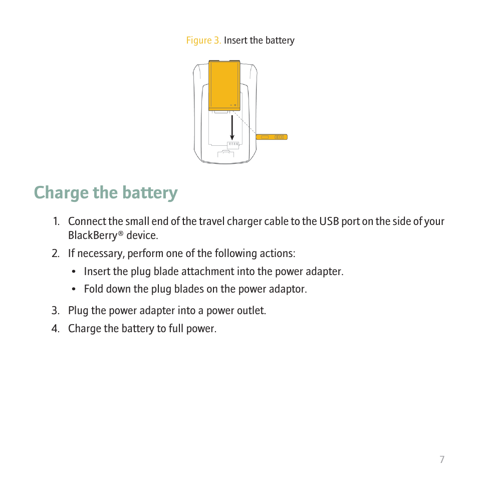 Charge the battery | Blackberry 8700 User Manual | Page 9 / 42