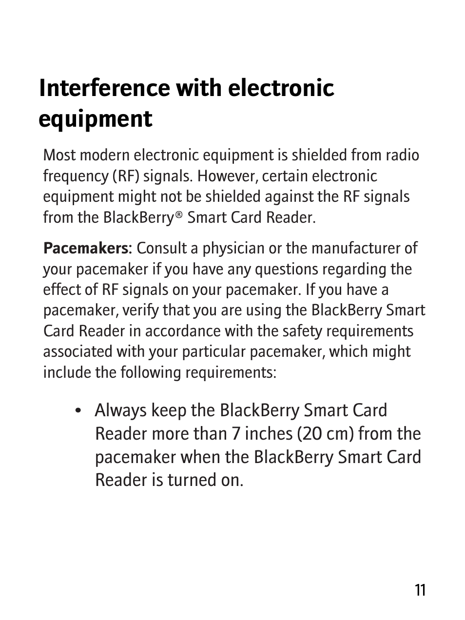 Interference with electronic equipment | Blackberry RBB10BW User Manual | Page 13 / 46