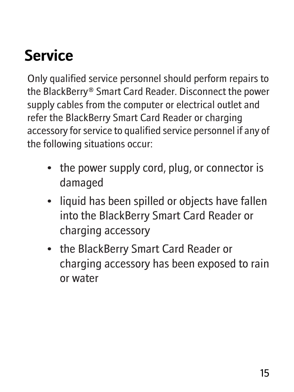Service | Blackberry RBB10BW User Manual | Page 17 / 46