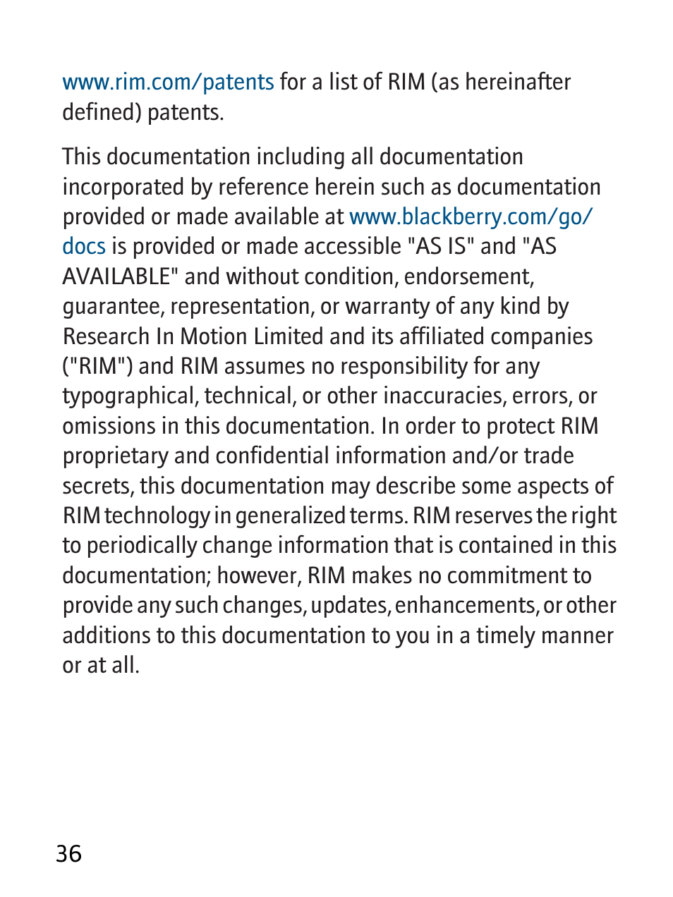 Blackberry RBB10BW User Manual | Page 38 / 46