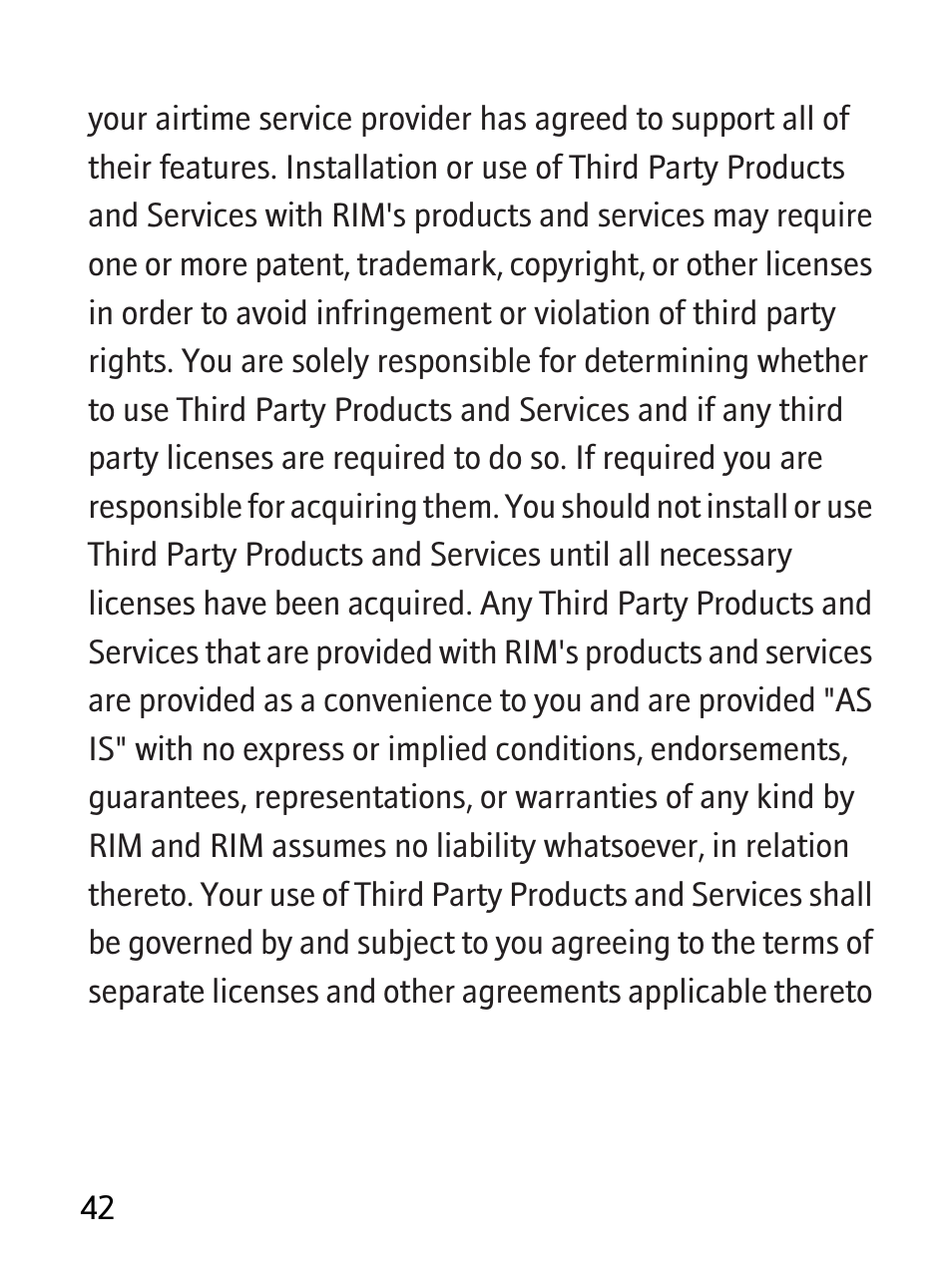 Blackberry RBB10BW User Manual | Page 44 / 46
