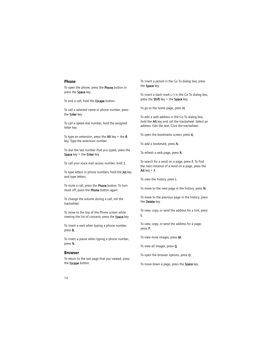 Phone, Browser | Blackberry 7290 User Manual | Page 112 / 132