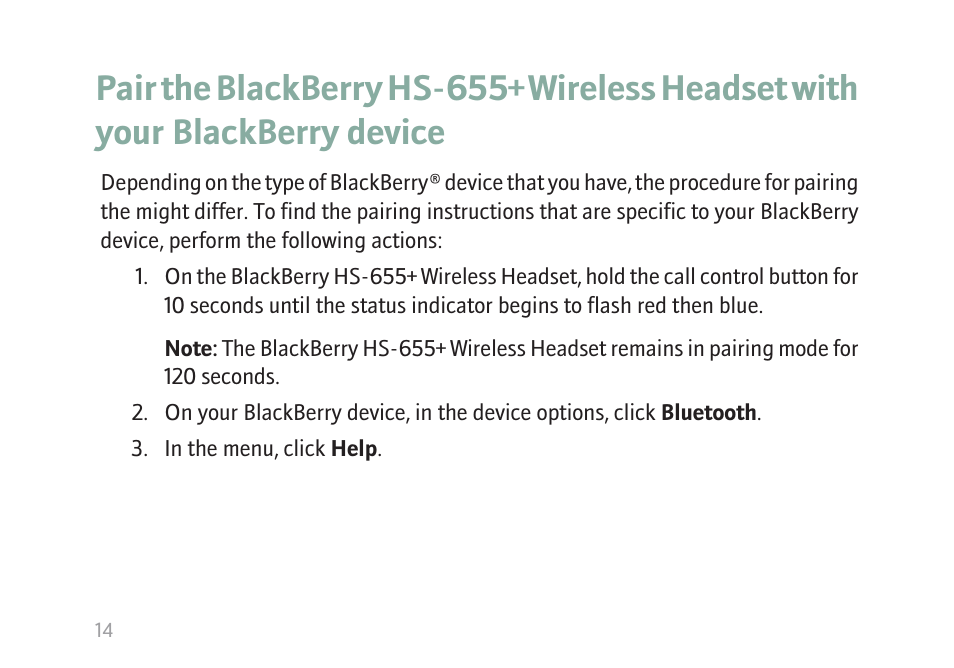 Blackberry HS-655 User Manual | Page 16 / 24