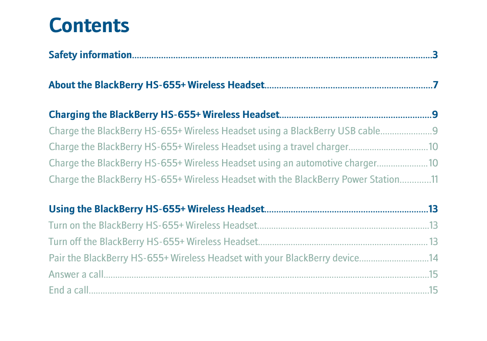 Blackberry HS-655 User Manual | Page 3 / 24