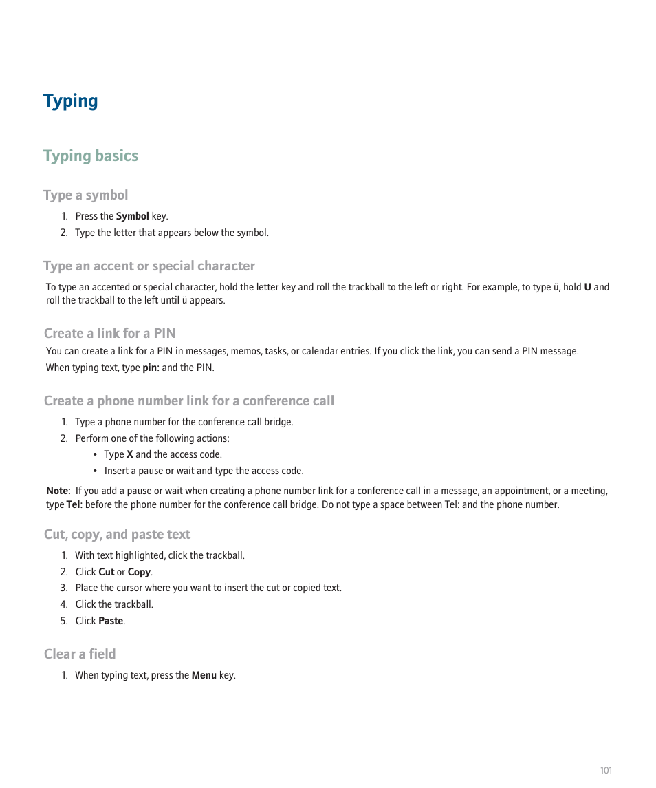 Typing, Typing basics | Blackberry 8320 User Manual | Page 103 / 288