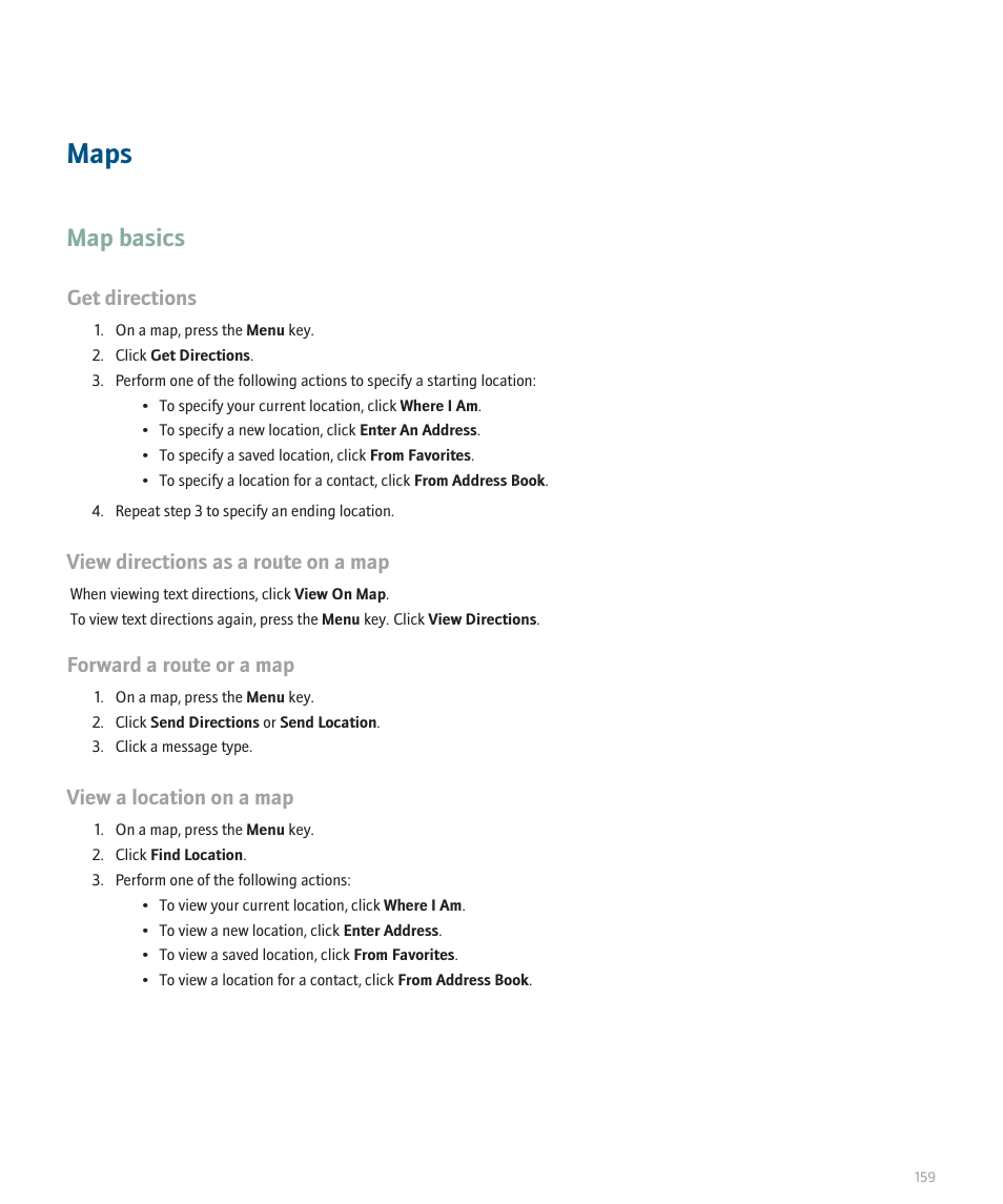 Maps, Map basics | Blackberry 8320 User Manual | Page 161 / 288