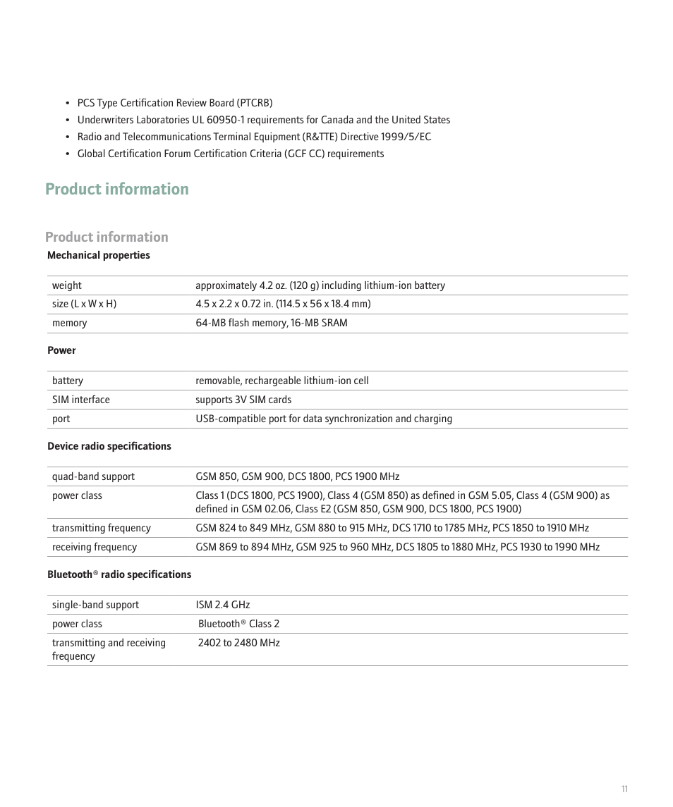 Product information | Blackberry 7130v User Manual | Page 13 / 16