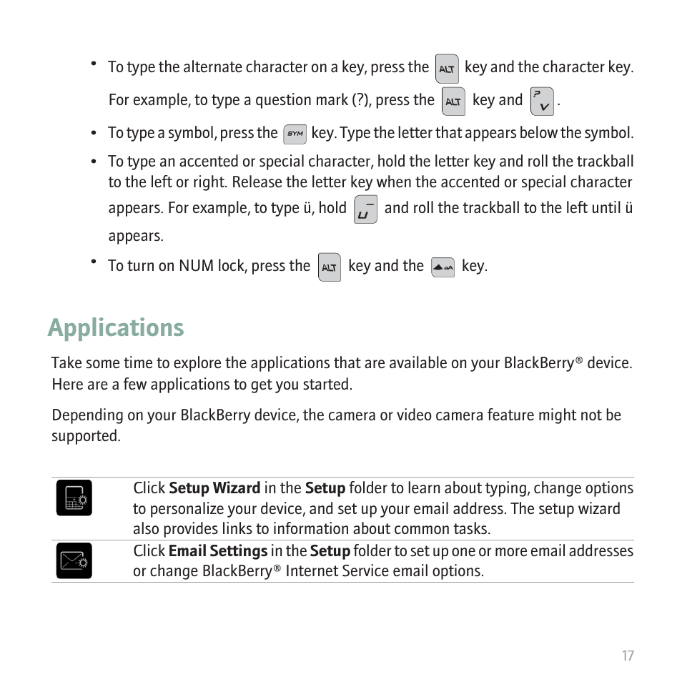 Applications | Blackberry CURVE 8350I User Manual | Page 19 / 46