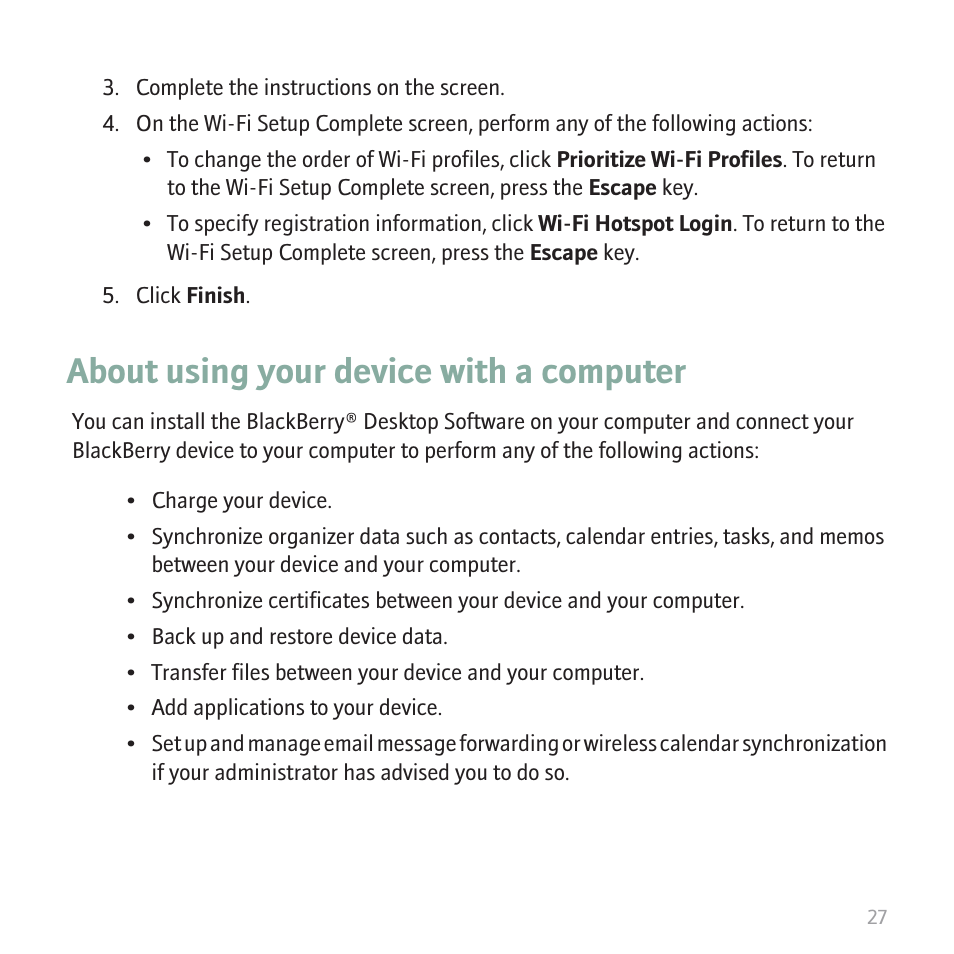 About using your device with a computer | Blackberry CURVE 8350I User Manual | Page 29 / 46