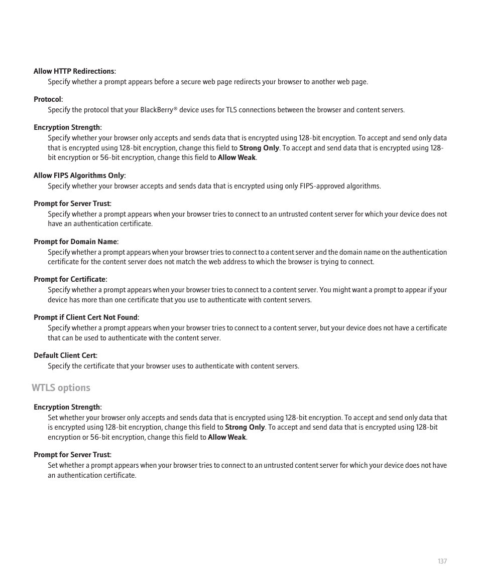 Wtls options | Blackberry Pearl 8110 User Manual | Page 139 / 287