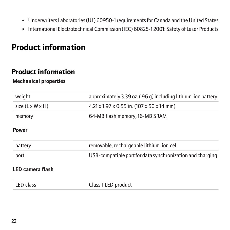 Product information | Blackberry Pearl 8130 User Manual | Page 24 / 32