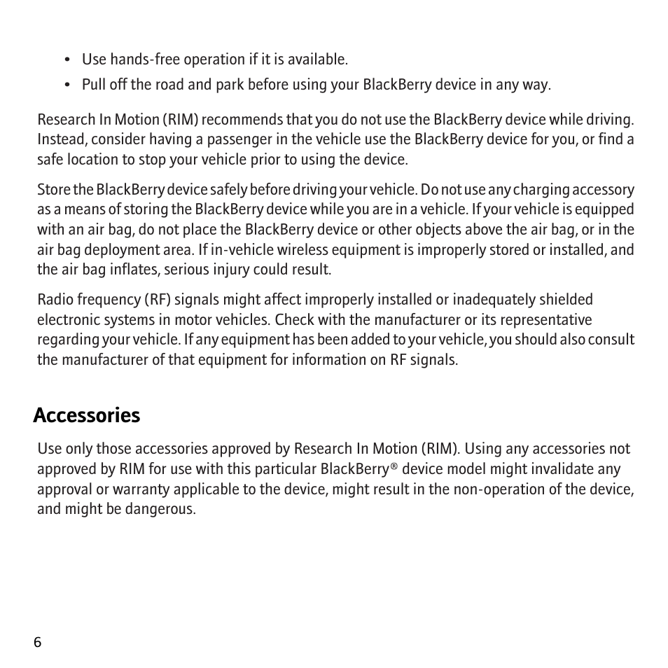Accessories | Blackberry Pearl 8130 User Manual | Page 8 / 32