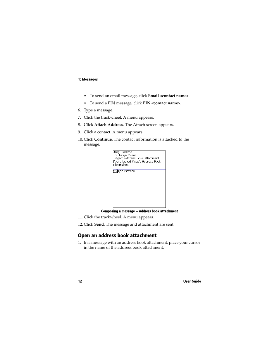 Open an address book attachment | Blackberry 7780 User Manual | Page 12 / 154