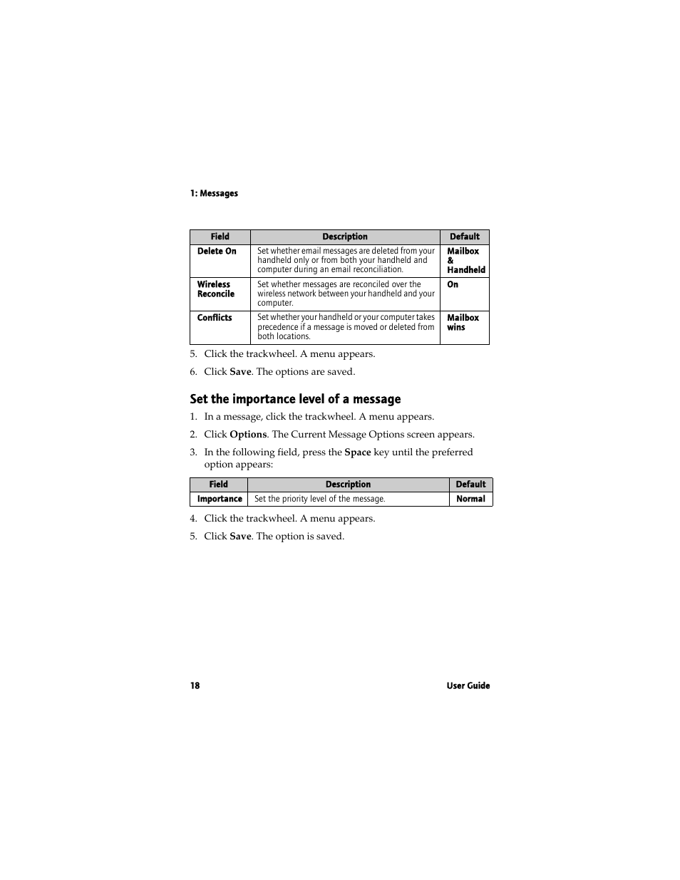 Set the importance level of a message | Blackberry 7780 User Manual | Page 18 / 154