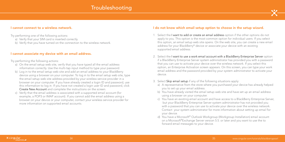 Troubleshooting | Blackberry Pearl User Manual | Page 18 / 24
