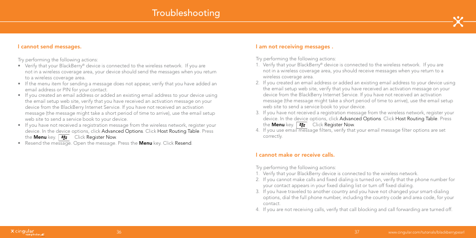 Troubleshooting | Blackberry Pearl User Manual | Page 19 / 24