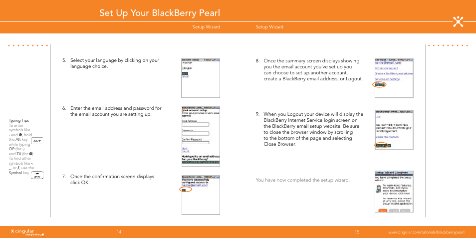 Set up your blackberry pearl, White (reversed) | Blackberry Pearl User Manual | Page 8 / 24