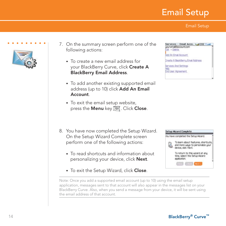 Email setup | Blackberry Curve User Manual | Page 14 / 54