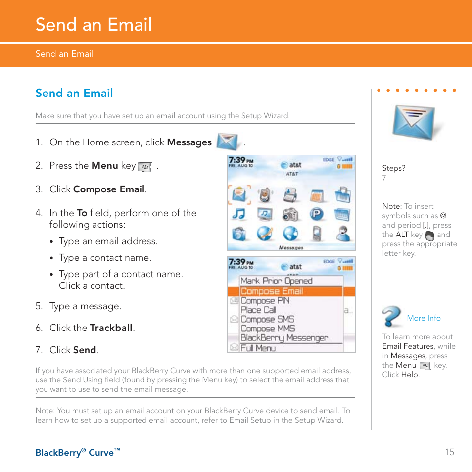 Send an email | Blackberry Curve User Manual | Page 15 / 54