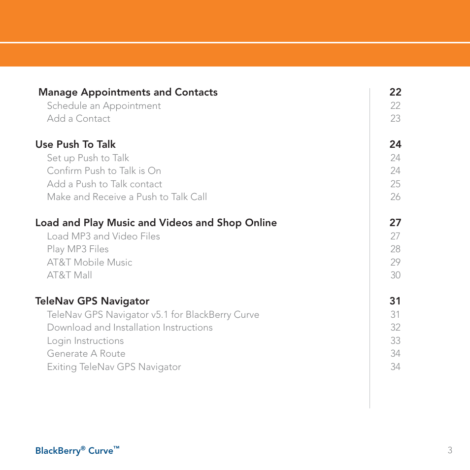 Blackberry Curve User Manual | Page 3 / 54
