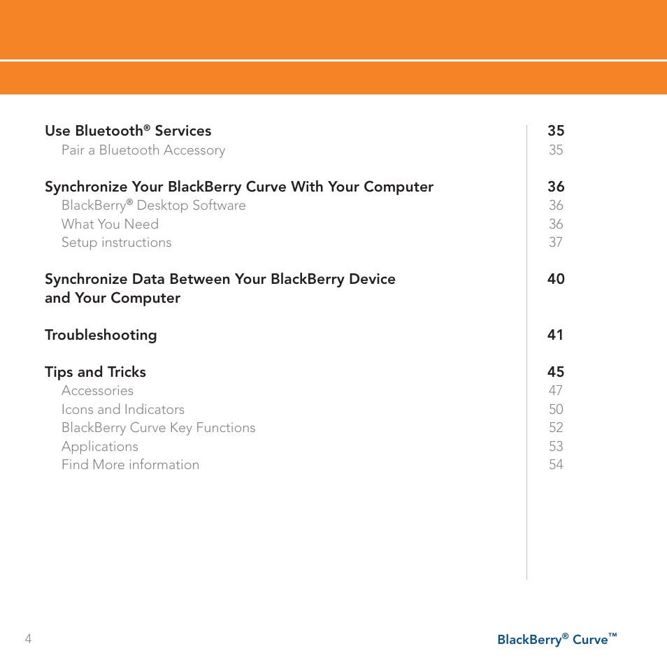 Blackberry Curve User Manual | Page 4 / 54
