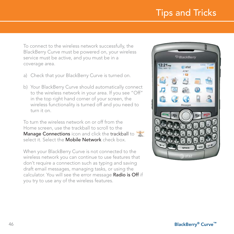 Tips and tricks | Blackberry Curve User Manual | Page 46 / 54