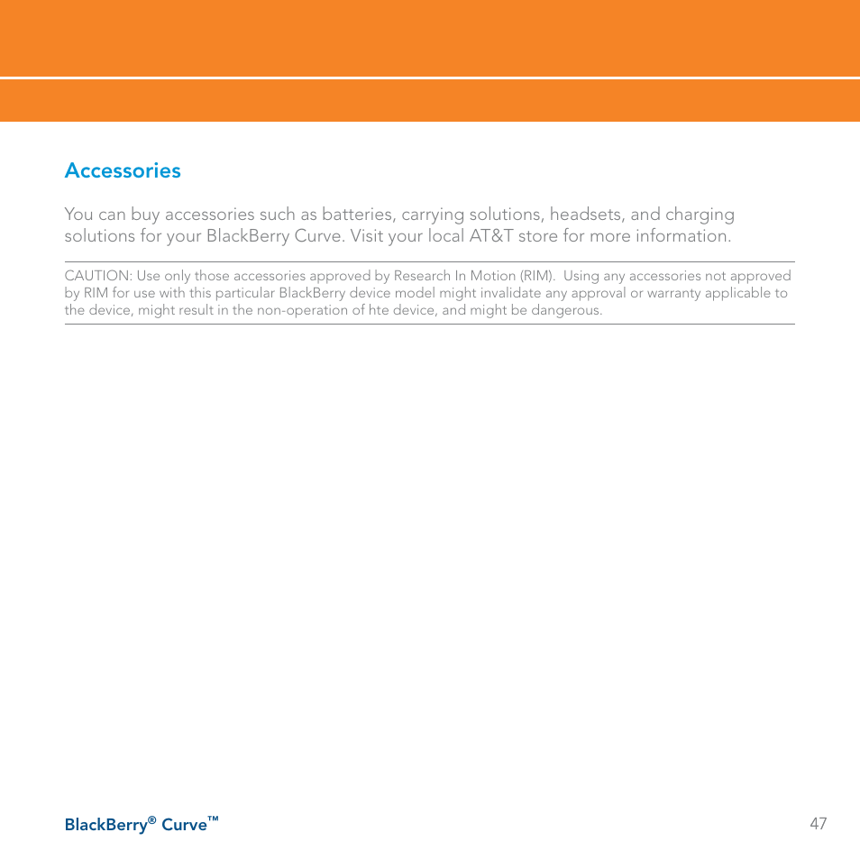 Accessories | Blackberry Curve User Manual | Page 47 / 54