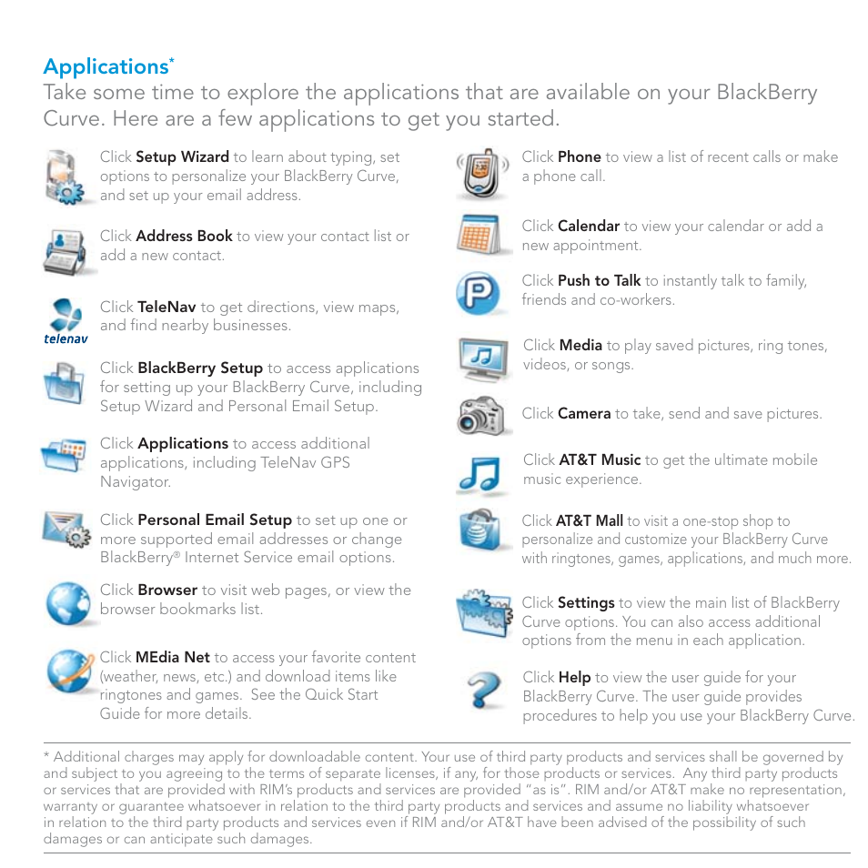 Applications | Blackberry Curve User Manual | Page 53 / 54