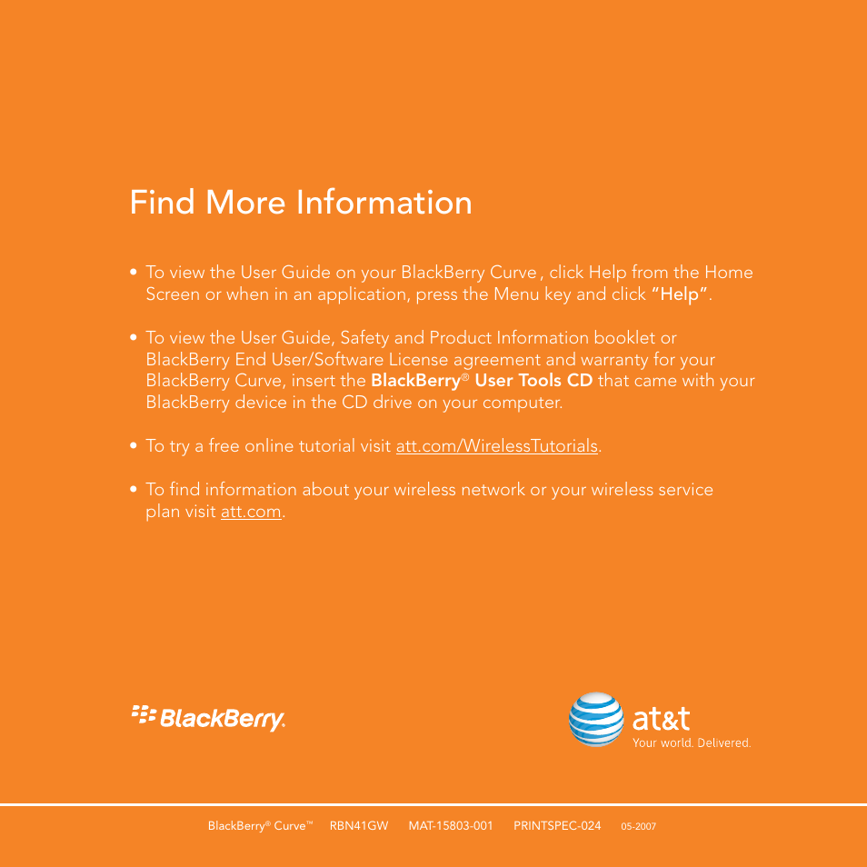 Find more information | Blackberry Curve User Manual | Page 54 / 54