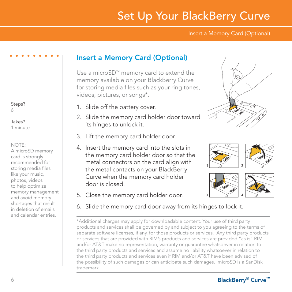 Set up your blackberry curve | Blackberry Curve User Manual | Page 6 / 54