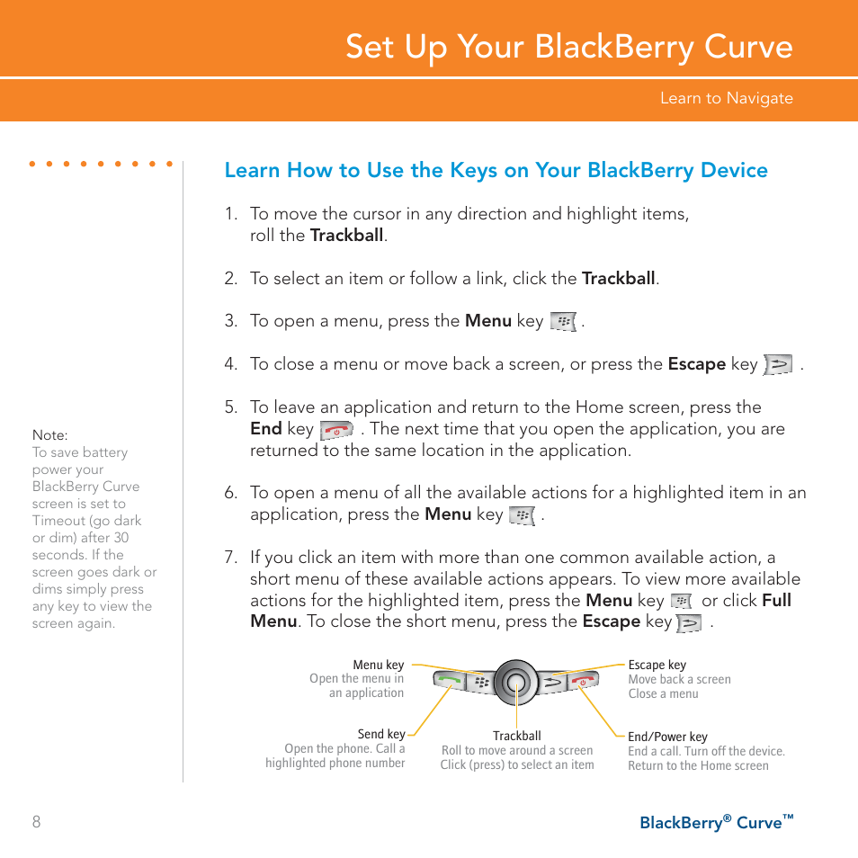 Set up your blackberry curve | Blackberry Curve User Manual | Page 8 / 54