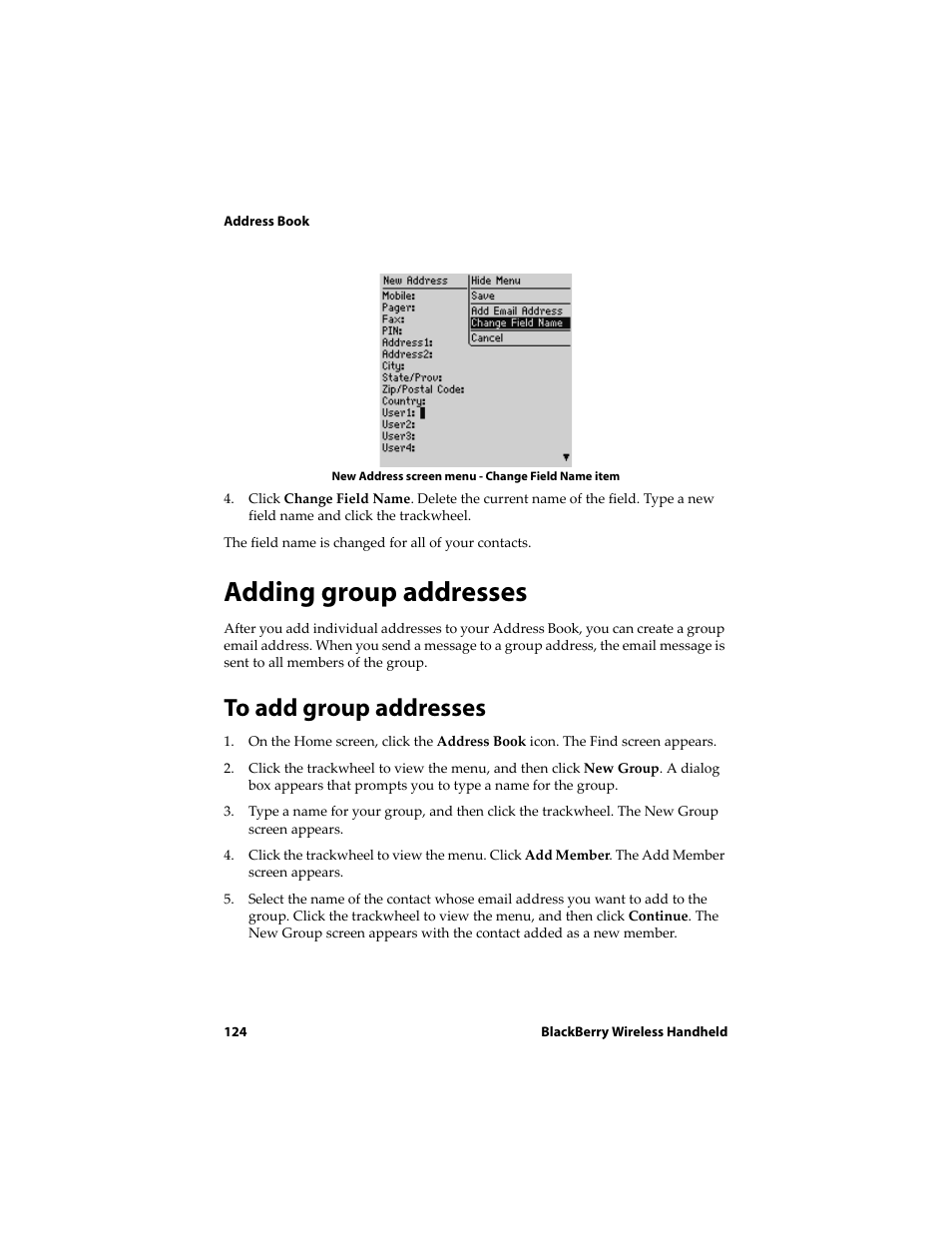 Adding group addresses, To add group addresses | Blackberry 6710 User Manual | Page 124 / 309