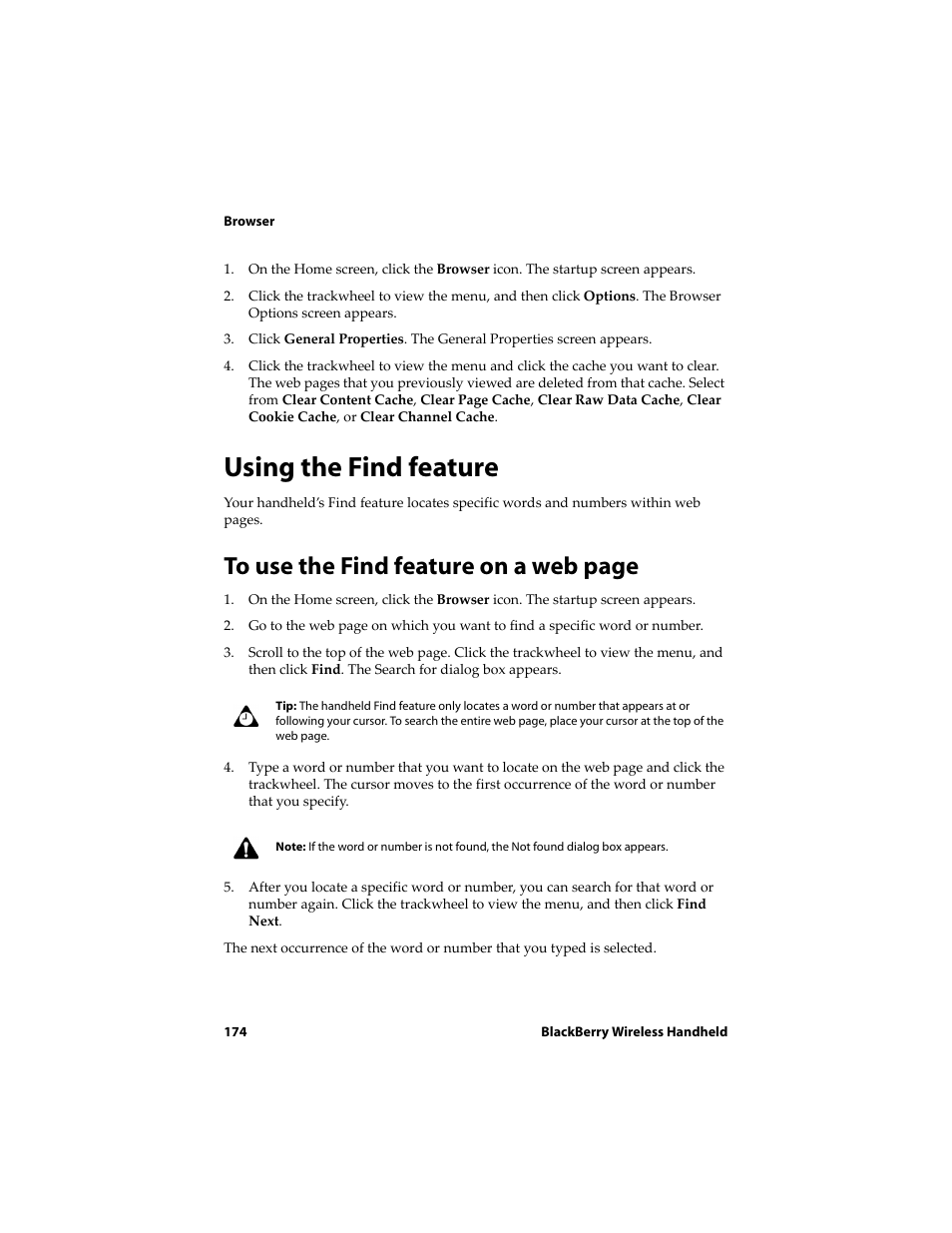 Using the find feature | Blackberry 6710 User Manual | Page 174 / 309