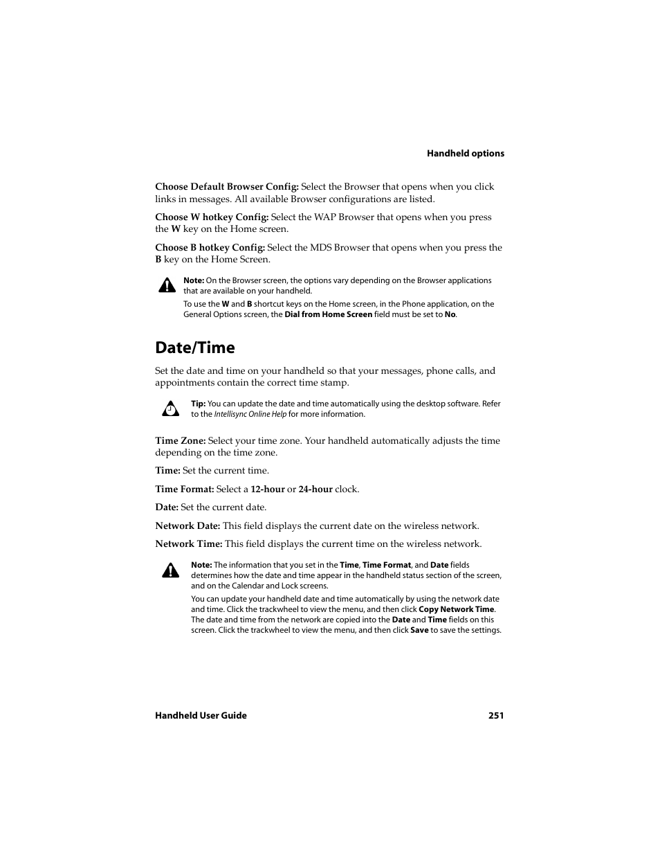 Date/time | Blackberry 6710 User Manual | Page 251 / 309