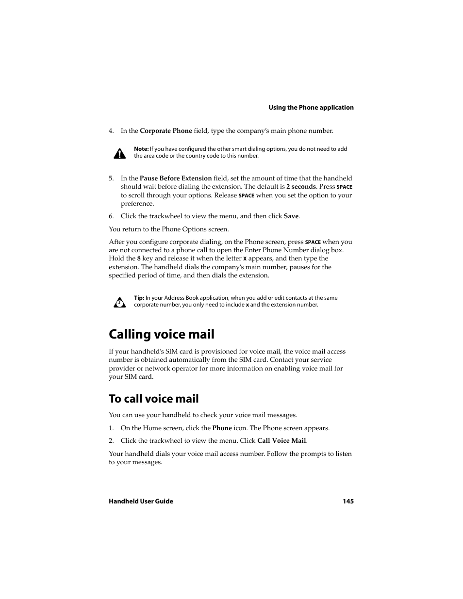 Calling voice mail, To call voice mail | Blackberry 6720 User Manual | Page 145 / 277